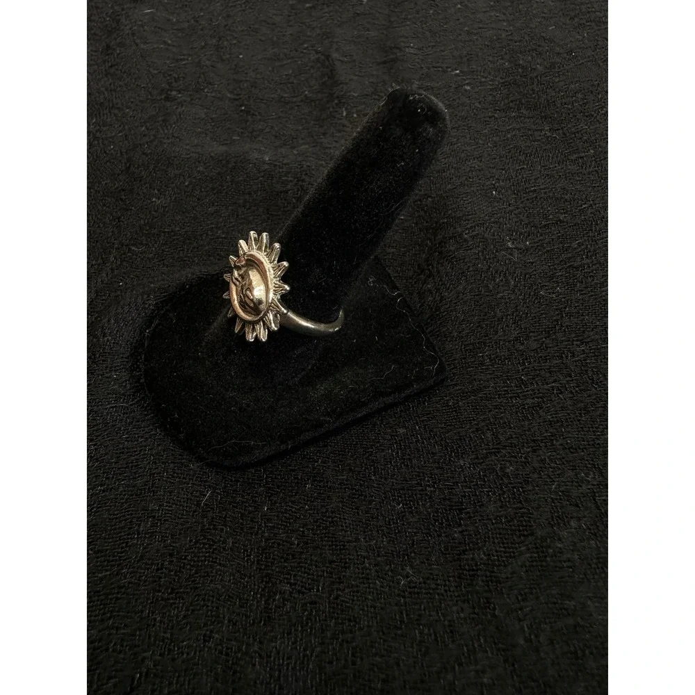 Silver Tone Sun Moon Ring Size 6.75 Celestial Cosmic Harmony Boho